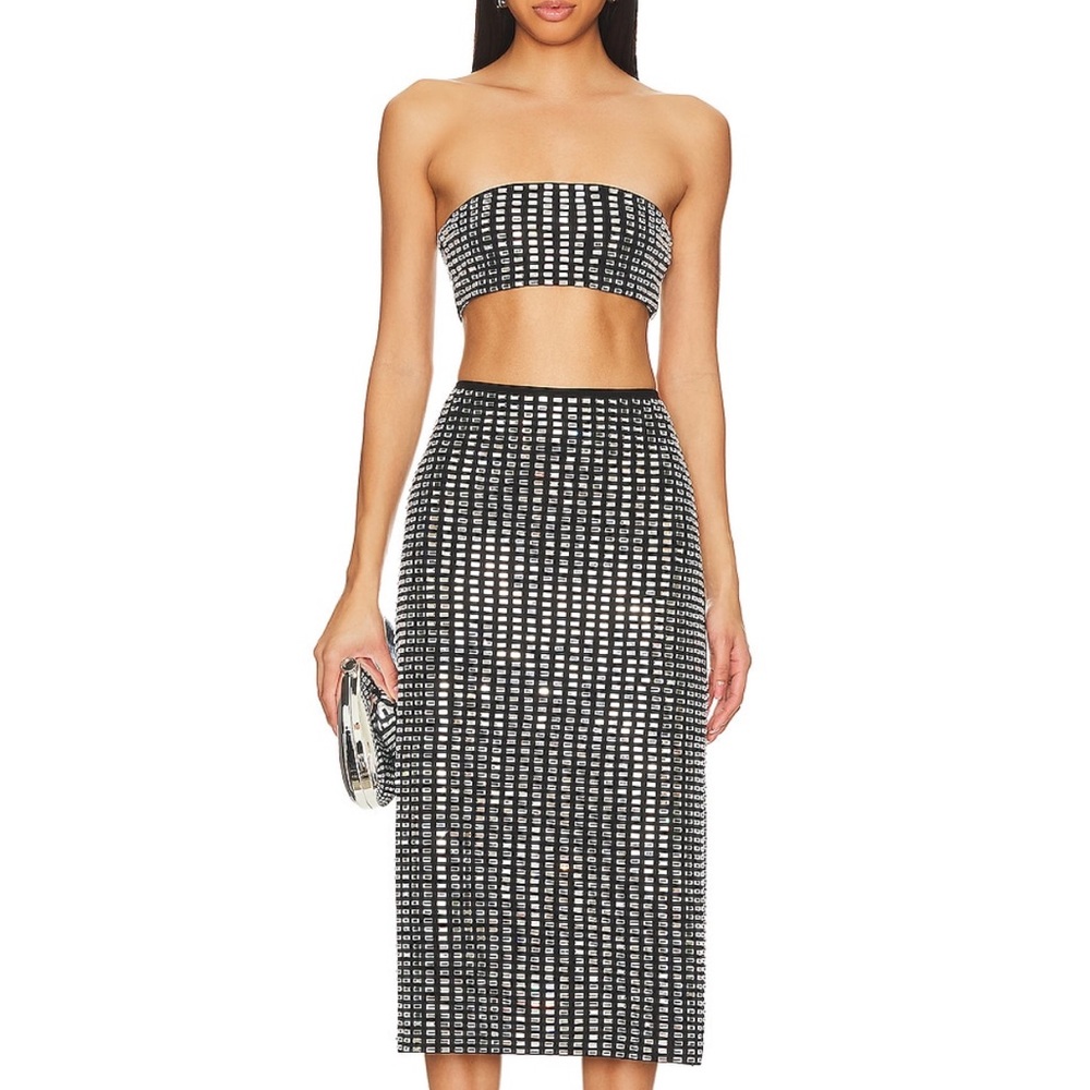 WeWoreWhat Geo Crystal tube top and skirt set